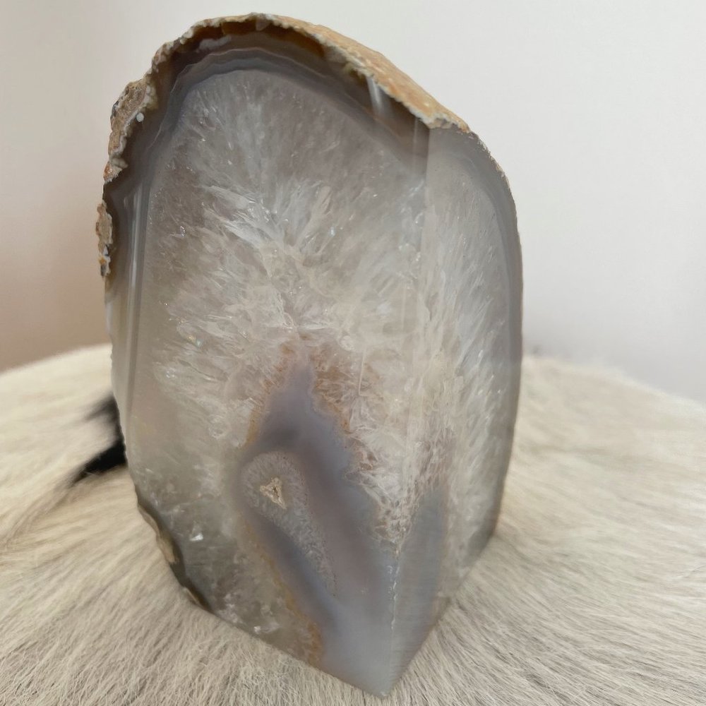 Anthropologie Agate Bookend Purple Gray Natural Stone Home Decor Accent